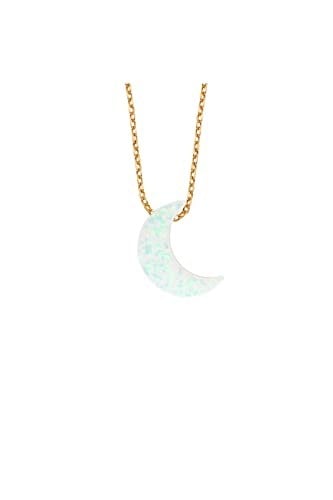 Altın Sepeti Rose Gold Beyaz Opal Ay Kolye