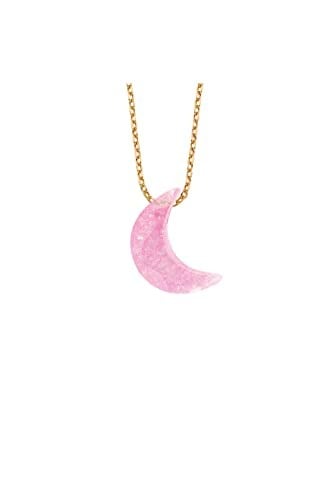 Altın Sepeti Rose Pembe Şeker Ay Taşlı Kolye