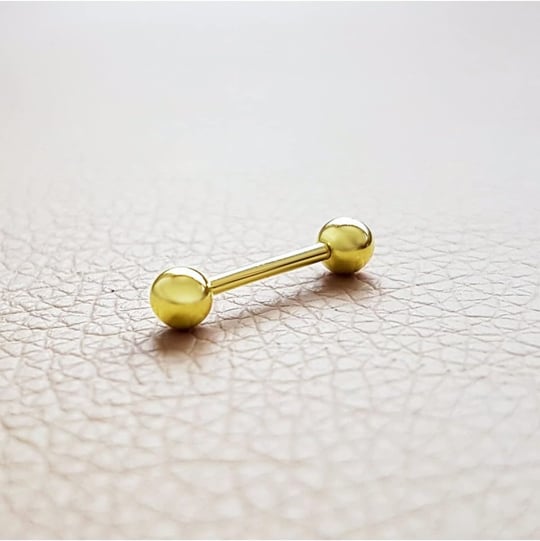 Altın Toplu Düz Kaş ve Dil Piercing