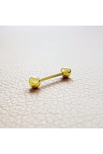 Altın Toplu Düz Kaş ve Dil Piercing