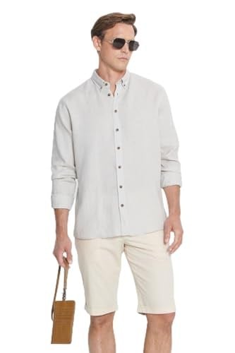 ALTINYILDIZ CLASSICS Comfort Fit Rahat Kesim%100 Keten Düğmeli Yaka Gömlek