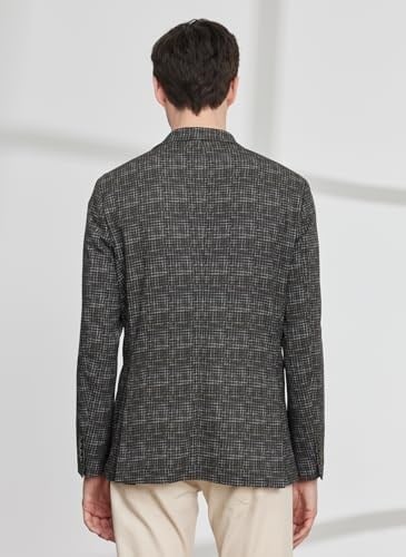 ALTINYILDIZ CLASSICS Erkek Haki Slim Fit Dar Kesim Mono Yaka Kazayağı Desenli Blazer Ceket