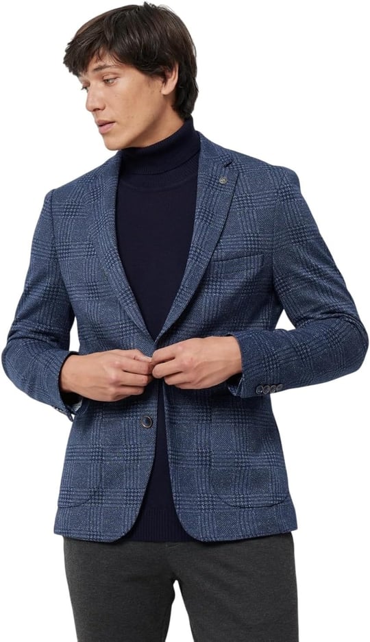 ALTINYILDIZ CLASSICS Slim Fit Dar Kesim Mono Yaka Takipli Kareli Ceket