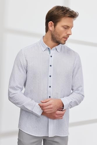 ALTINYILDIZ CLASSICS Slim Fit Dar Kesim Gizli Düğme Yaka%100 Pamuk Baskılı Gömlek