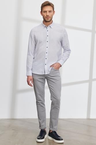 ALTINYILDIZ CLASSICS Slim Fit Dar Kesim Gizli Düğme Yaka%100 Pamuk Baskılı Gömlek