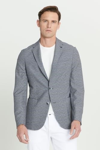 ALTINYILDIZ CLASSICS Slim Fit Dar Kesim Mono Yaka Desenli Blazer Ceket