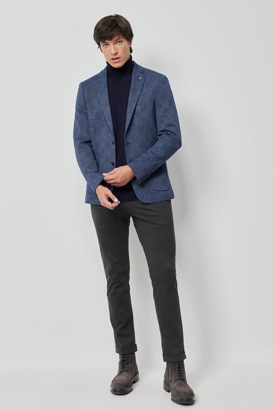 ALTINYILDIZ CLASSICS Slim Fit Dar Kesim Mono Yaka Takipli Kareli Ceket