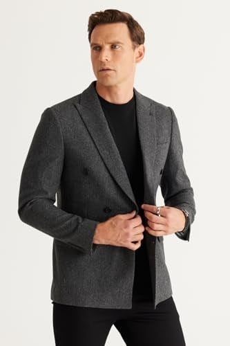 ALTINYILDIZ CLASSICS Slim Fit Dar Kesim Kırlangıç Yaka Yünlü Ceket