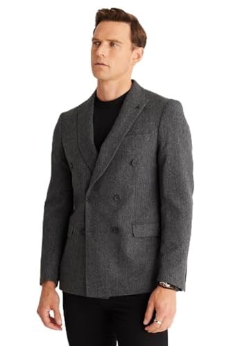 ALTINYILDIZ CLASSICS Slim Fit Dar Kesim Kırlangıç Yaka Yünlü Ceket