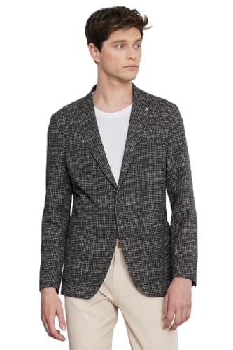 ALTINYILDIZ CLASSICS Slim Fit Dar Kesim Mono Yaka Kazayağı Desenli Ceket