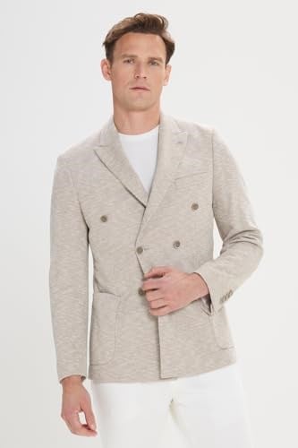 ALTINYILDIZ CLASSICS Slim Fit Dar Kesim Kırlangıç Yaka Pamuklu Desenli Blazer Ceket