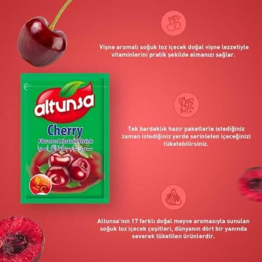 Altunsa Toz İçecek Vişne (9 Gr x 24 Adet)