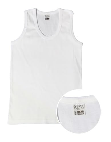 ALYA UNDERWEAR Erkek Çocuk, Pamuklu Ribana Kumaş Atlet, Oval Yaka 3lü Paket