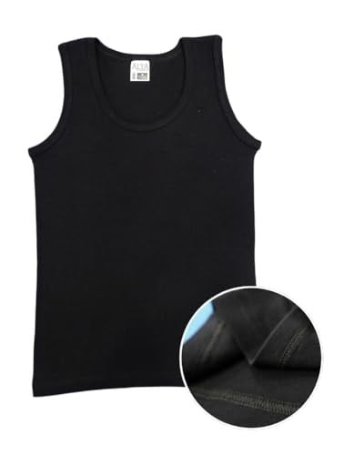 ALYA UNDERWEAR Erkek Çocuk, Pamuklu Ribana Kumaş Atlet, Oval Yaka 3lü Paket