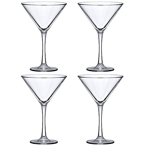 Amazing Abby - Vesper - 10 oz Plastik Martini Bardakları (4lü Set), Plastik Kokteyl Bardakları, Yeniden Kullanılabilir, BPA İçermez, Kırılmaz, Bulaşık Makinesinde Yıkanabilir, Havuz Kenarı, Açık