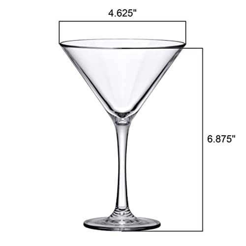 Amazing Abby - Vesper - 10 oz Plastik Martini Bardakları (4lü Set), Plastik Kokteyl Bardakları, Yeniden Kullanılabilir, BPA İçermez, Kırılmaz, Bulaşık Makinesinde Yıkanabilir, Havuz Kenarı, Açık