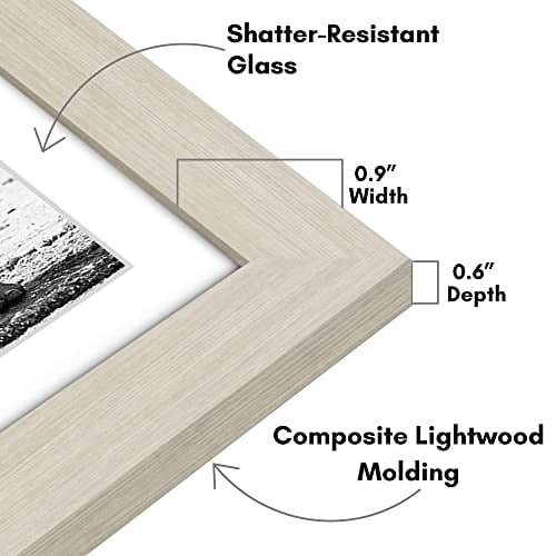 Americanflat 11x11 Resim Çerçevesi Açık Ahşapta - 8x8 Mat ve 11x11 Ekranlar Matsız - Kırılmaz Camlı Kompozit Ahşap - Duvar için Yatay ve Dikey Biçimler