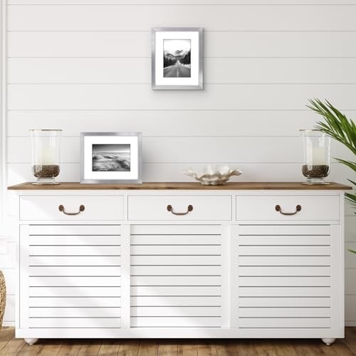 Americanflat 8x10 Resim Çerçevesi Seti 2 inç Gümüş - Mat veya 8x10 Çerçeve ile 5x7 Resim Çerçevesi olarak kullanın - Duvar ve Masa Üstü için Pleksiglas Kapaklı ve Şövaleli Kolaj Resim Çerçeveleri