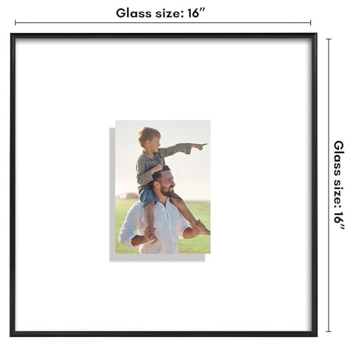 Americanflat Cilalı Pleksiglaslı 16x16 Yüzer Resim Çerçevesi - Mat ile 5x7 Çerçeve veya 16x16 Mat Olmayan Çerçeve olarak kullanın - Fusion Flo - Seçenekler: 1 Paket, 1 adet, 2 adet, 2li Paket, Modern
