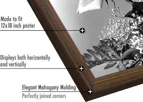 Americanflat Maun içinde 12x18 Poster Çerçevesi - Tasarlanmış Ahşap Çerçeve ve Cilalı Pleksiglas Kapaklı Fotoğraf Çerçevesi - Dahili Asma Donanımı ile Duvar için Yatay ve Dikey Formatlar