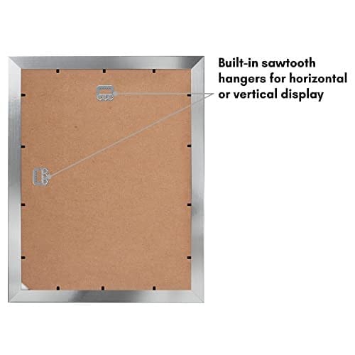 Americanflat Parlak Kristal Netliğinde Camlı 11x14 Resim Çerçevesi - Mat ile 8x10 Çerçeve olarak kullanın veya 11x14 Matsız Çerçeve - İmza Koleksiyonu - Duvar Ekranı için Fotoğraf Çerçevesi - Gümüş