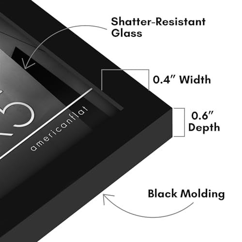 Americanflat Siyah 4x5 Resim Çerçevesi - Kırılmaya Dayanıklı Camlı İnce Kenarlıklı Fotoğraf Çerçevesi, Asma Donanımı ve Duvar veya - Seçenekler: 4x5, 10x14, 10x20, 16x22, 17x21, 18x20, 21x28, 25x25...