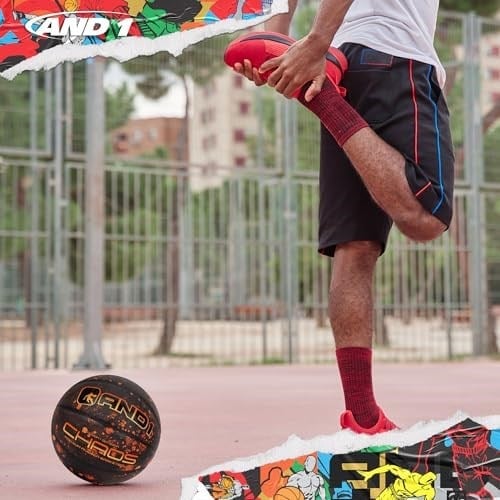 AND1 Chaos Basketbol: Resmi Yönetmelik Boyut 7 (74,9 cm) Kauçuk Basketbol Topu - Derin Kanal-BAU-Streetball, İç ve Dış Mekan Basketbol Oyunları için üretilmiştir