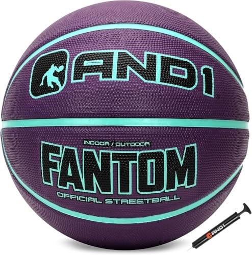 AND1 Fantom Kauçuk Basketbol: Resmi Düzenleme Boyutu 7 (74,9 cm) Kauçuk Basketbol - Derin Kanal İnşaat Sokak Topu, Kapalı Açık Hava Basketbol Oyunları için Üretilmiştir