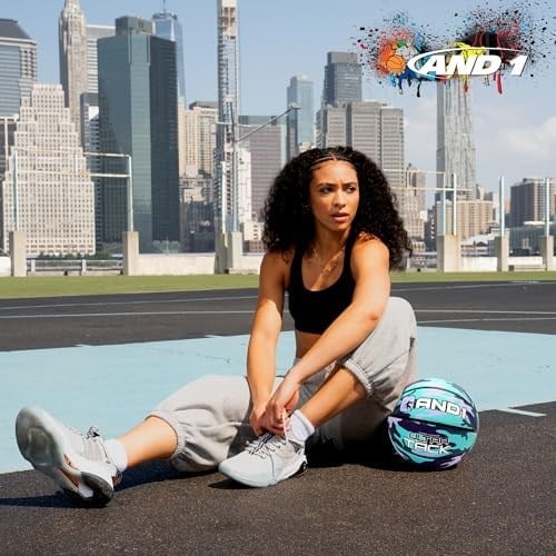 AND1 Ultra Grip Basketbol: Resmi Düzenleme Boyutu 7 (74,9 cm) Kauçuk Basketbol - Derin Kanallı İnşaat Sokak Topu, İç Mekan Dış Mekan Basketbol Oyunları İçin Üretilmiştir