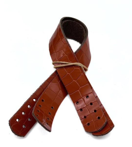 Angel Çanta Aksesuar Taba Renk Croco Desen 30x2 cm Gerçek Deri Çanta Sapı