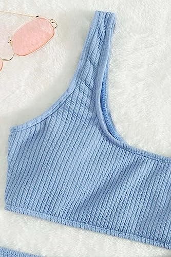 Angelsin Özel Fitilli Kumaş Yüksek Bel Tankini Bikini Takım