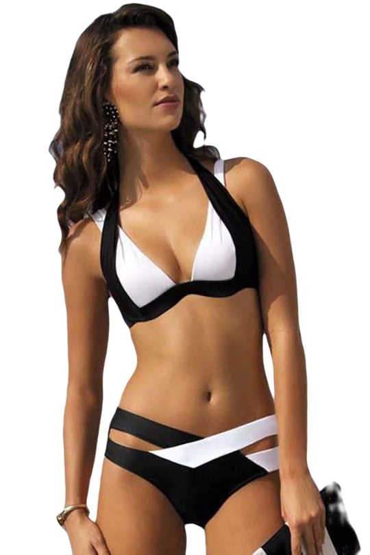 Angelsin Siyah Beyaz Özel Tasarım Bikini