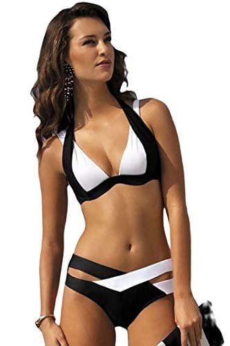 Angelsin Siyah Beyaz Özel Tasarım Bikini