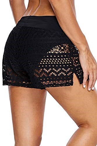Angelsin Siyah Dantel Deniz Şortu Birleşik Bikini Alt