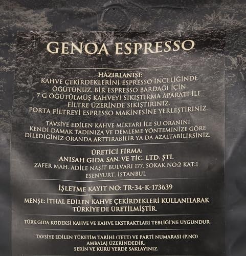 Anisah Coffee Genoa Espresso Çekirdek Kahve 1000gr