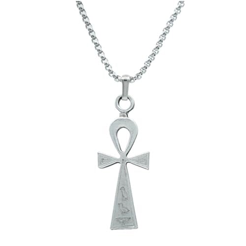 Ankh Anahtarı - Nilin Anahtarı Örme Zincir Kolye - Gümüş Kaplama - Erkek Kadın Kolye - No:1363