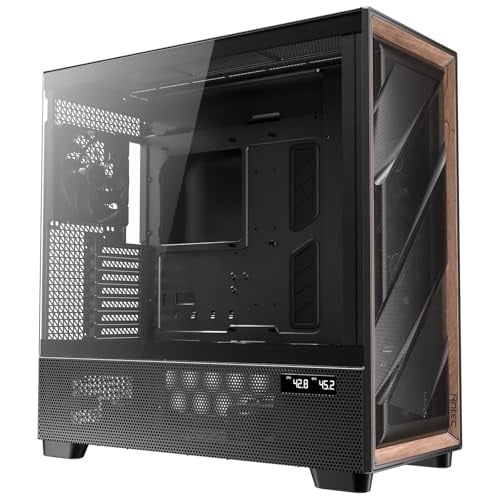 Antec Flux Pro, 6x PWM Fan Dahil, Ahşap Ön Panel, iShift PSU 90° Montaj, Type-C, 420mm Radyatör Desteği, Sıcaklık Göstergeli, Tam Kule E-ATX PC Kasası, Siyah