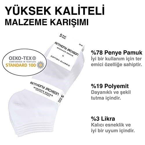 Anthony Jackson 10lu Kutu BAMBU Premium Dikişsiz Bay - Bayan Sneaker Çorap