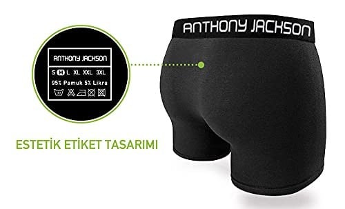 Anthony Jackson Likralı 3lü Kutu Premium Erkek Boxer