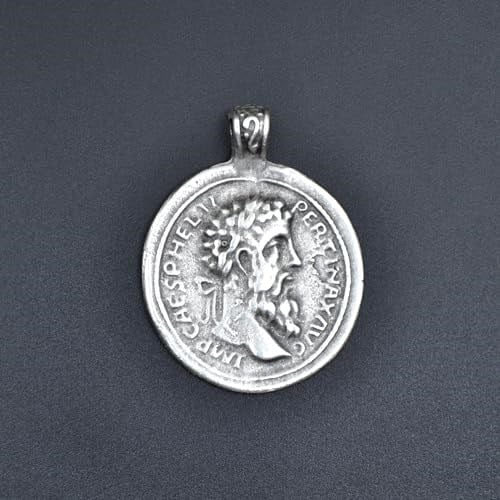 Antik Roma Sikkesi - Parası Erkek Kadın Kolye Antik Gümüş Kaplama - 60 cm Düz Zincir