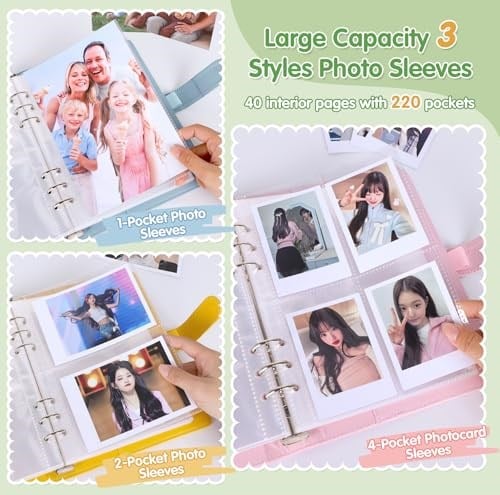 Antner A5 6 Halka Kpop Fotoğraf Kartı Bağlayıcı Kart Toplayıcı, 40lı Paket 1 Cepli 2 Cepli 4 Cepli Kart Sayfaları Fotoğraf Kartı Tutacağı Fotoğraf Albümü Kılıf Koruyucuları, Ticaret Kartlarını