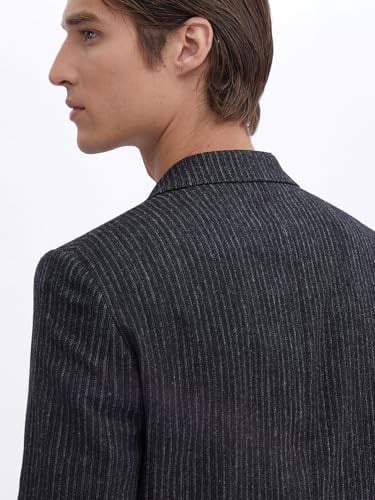 Antrasit Desenli Modern Fit Yün Karışımlı Ceket
