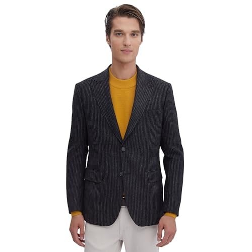 Antrasit Desenli Modern Fit Yün Karışımlı Ceket