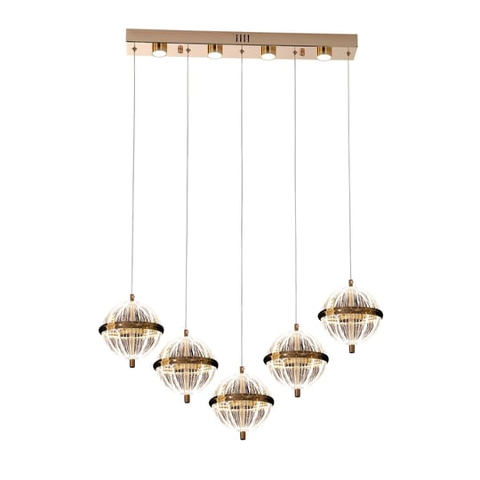 Apliqa Barkın 5li 37 Watt Sıralı Gold Ledli Modern Salon Avize