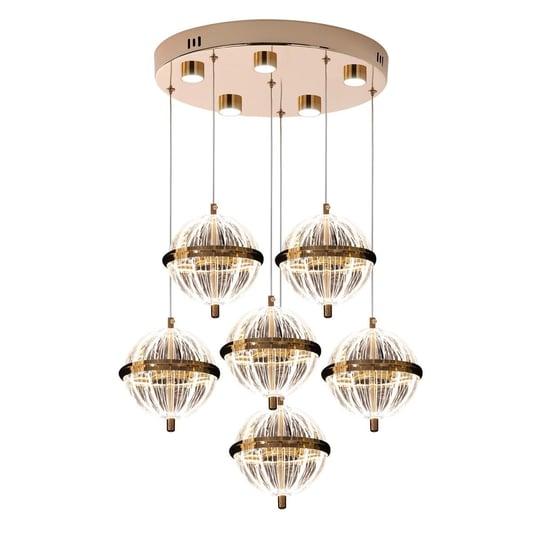 Apliqa Barkın 6lı 40 Watt Yuvarlak Gold Ledli Modern Salon Avize