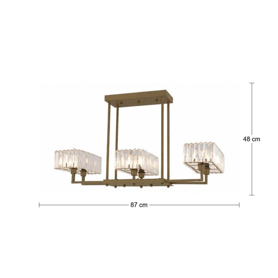 Apliqa Brambles 6lı Eskitme Kristalli Taşlı Modern Tasarım Kristal Salon Avize