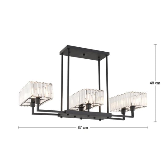 Apliqa Brambles 6lı Siyah Kristalli Taşlı Modern Tasarım Kristal Salon Avize