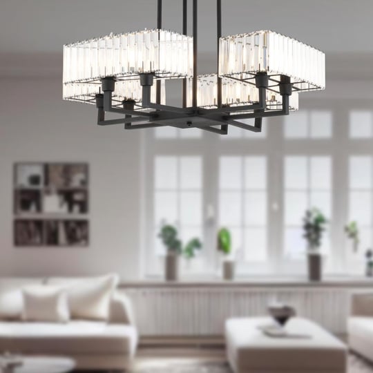Apliqa Brambles 8li Siyah Kristalli Taşlı Modern Tasarım Kristal Salon Avize