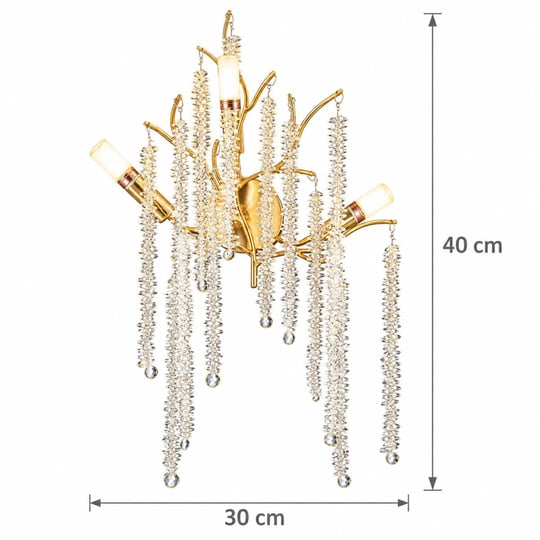 Apliqa Dina Serip Gold Kaplamalı Modern Tasarım Salon Kristal Yatak Başı Aplik