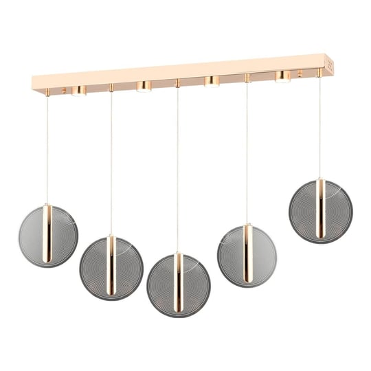 Apliqa Dustin 5li Sıralı 3 Renk 75 Watt Gold Kristal Ledli Modern Oturma Odası Salon Sarkıt Avize